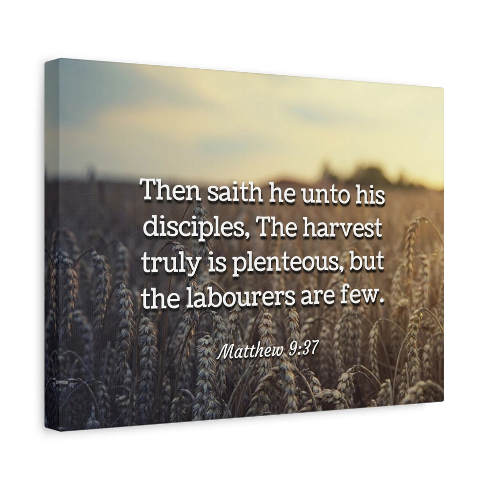 Scripture Canvas Disciples Matthew 9:37 Christian Wall Art Bible Verse Print